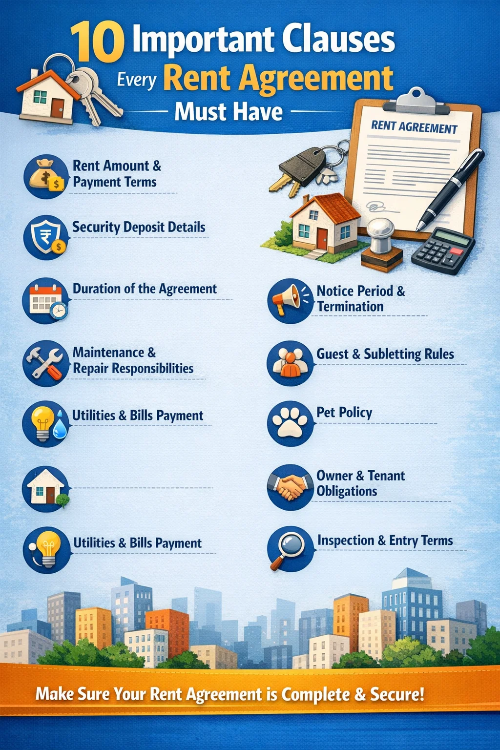 10 Important Clauses Every Rent Agreement Must Have